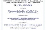 Uroczyste wręczenie certyfikatów wdrożonego Zintegrowanego Systemu Zarządzania 