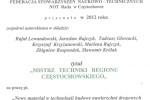 MISTRZ TECHNIKI REGIONU CZĘSTOCHOWSKIEGO dla Oczyszczalni Ścieków „WARTA” S.A. w Częstochowie